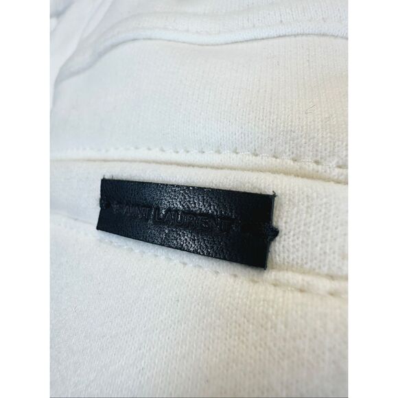 SAINT LAURENT Wide-Leg Cotton-Jersey Sweatpants White Size Medium $1,480 - Picture 9 of 10